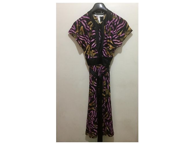 Diane Von Furstenberg Vestido de seda DvF Svetlana Negro Multicolor - vista 4