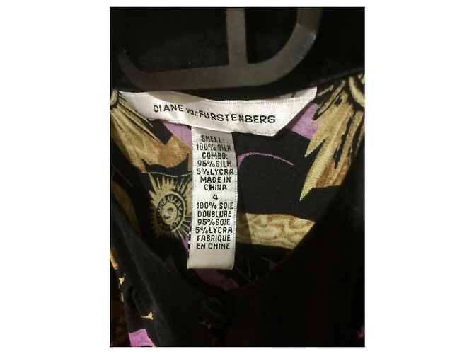 Diane Von Furstenberg Vestido de seda DvF Svetlana Negro Multicolor - vista 5