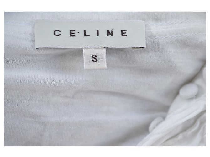 Céline Langarm T-Shirt Weiß Viskose & Casmere Größe S KLEIN - Ansicht 10
