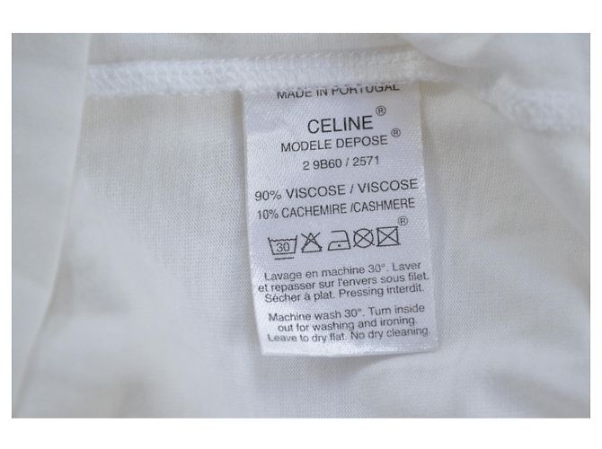 Céline Langarm T-Shirt Weiß Viskose & Casmere Größe S KLEIN - Ansicht 11