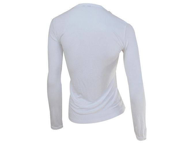 Céline Langarm T-Shirt Weiß Viskose & Casmere Größe S KLEIN - Ansicht 2