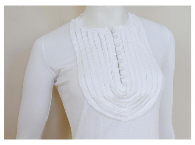 Céline Langarm T-Shirt Weiß Viskose & Casmere Größe S KLEIN - Ansicht 5