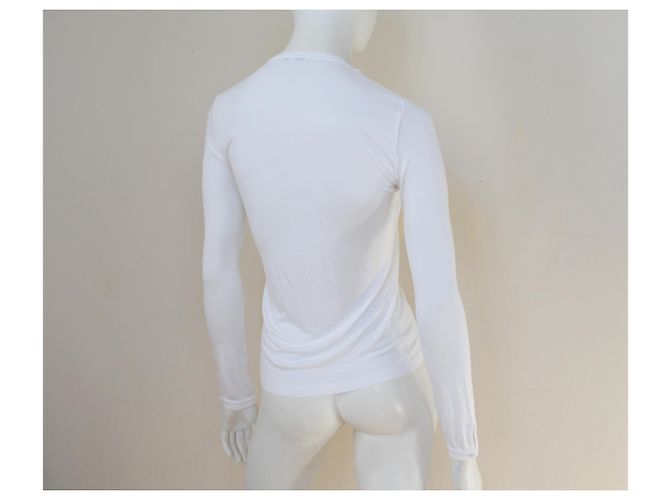 Céline Langarm T-Shirt Weiß Viskose & Casmere Größe S KLEIN - Ansicht 7