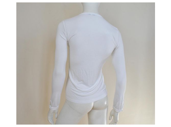 Céline Langarm T-Shirt Weiß Viskose & Casmere Größe S KLEIN - Ansicht 8