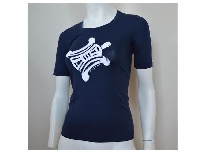 Céline CELINE Camiseta Azul Marino Top Size S SMALL Blanco - vista 4