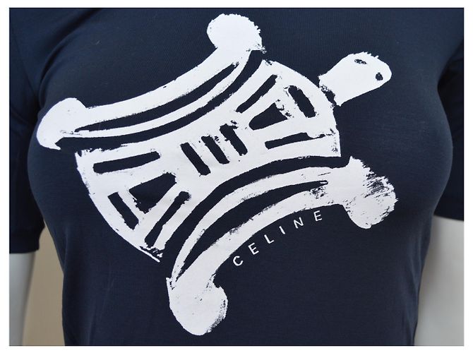 Céline CELINE Camiseta Azul Marino Top Size S SMALL Blanco - vista 5