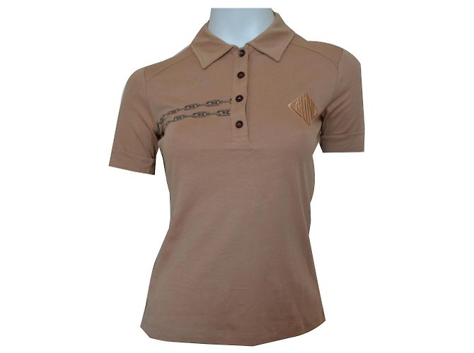 Céline CELINE Paris Camel Polo Top Talla S SMALL Caramelo - vista 2
