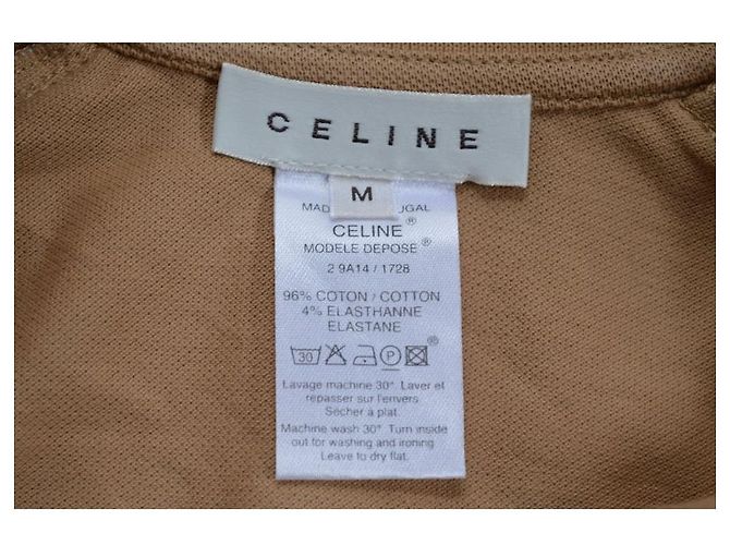Céline Polo in cotone a maniche corte in piquet di cotone Camel CELINE Top Size M MEDIUM Caramello - vista 10