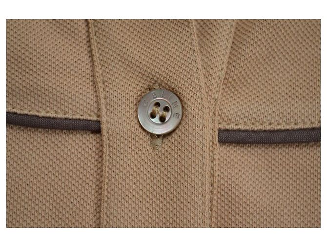 Céline Polo in cotone a maniche corte in piquet di cotone Camel CELINE Top Size M MEDIUM Caramello - vista 11