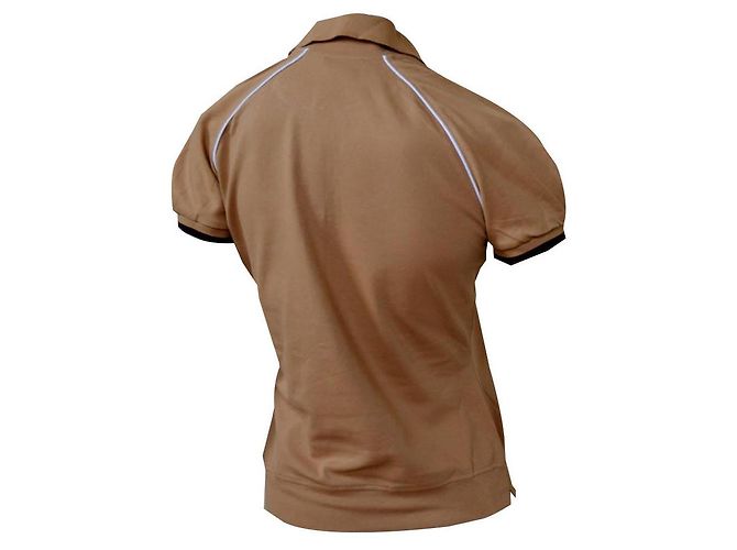 Céline Polo in cotone a maniche corte in piquet di cotone Camel CELINE Top Size M MEDIUM Caramello - vista 2