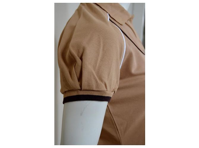Céline Polo in cotone a maniche corte in piquet di cotone Camel CELINE Top Size M MEDIUM Caramello - vista 5