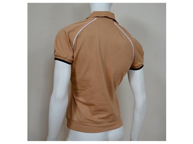 Céline Polo in cotone a maniche corte in piquet di cotone Camel CELINE Top Size M MEDIUM Caramello - vista 7