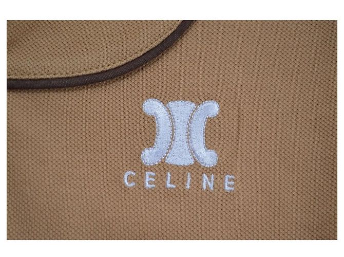Céline Polo in cotone a maniche corte in piquet di cotone Camel CELINE Top Size M MEDIUM Caramello - vista 8