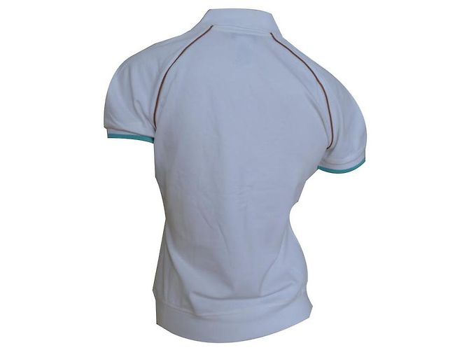 Céline Polo in cotone a maniche corte in piqué di cotone bianco CELINE Top Size M MEDIUM - vista 2