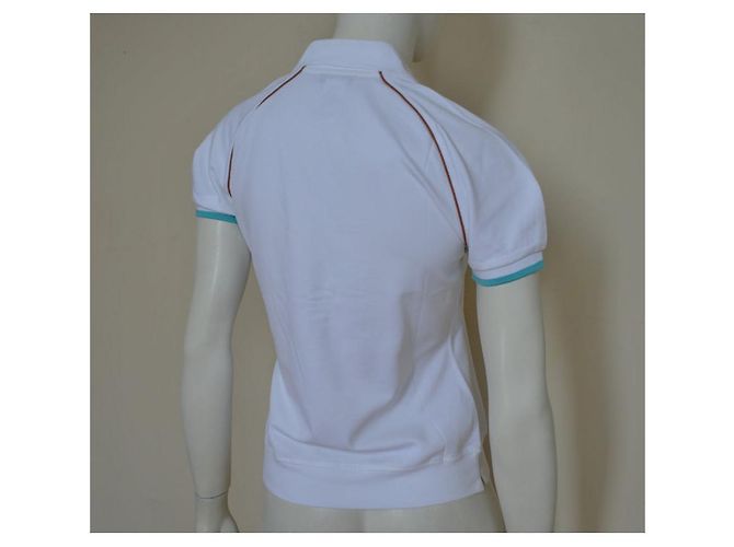 Céline Polo in cotone a maniche corte in piqué di cotone bianco CELINE Top Size M MEDIUM - vista 5