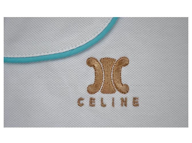 Céline Polo in cotone a maniche corte in piqué di cotone bianco CELINE Top Size M MEDIUM - vista 6