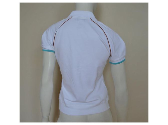 Céline Polo in cotone a maniche corte in piqué di cotone bianco CELINE Top Size M MEDIUM - vista 7