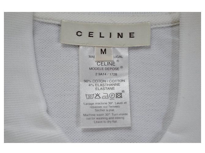 Céline Polo in cotone a maniche corte in piqué di cotone bianco CELINE Top Size M MEDIUM - vista 8