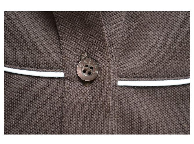 Céline CELINE Kurzärmliges Poloshirt aus brauner Baumwolle in Größe M MITTEL - Ansicht 9