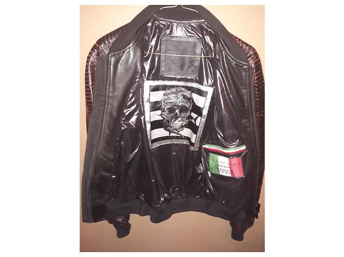 Philipp Plein Python Sleeve Jacket Black Red - view 7