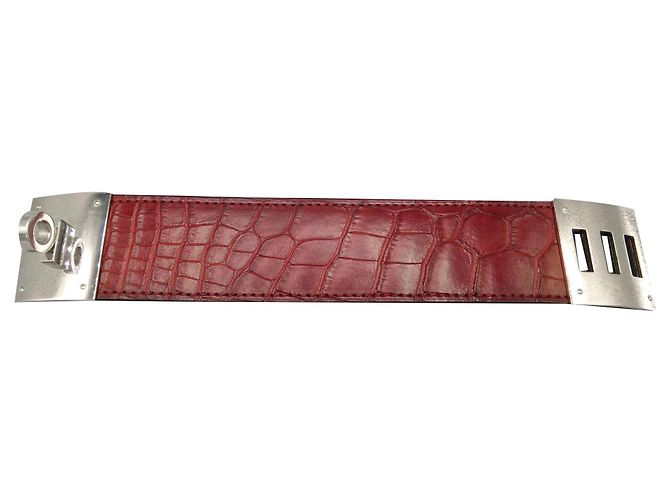 Braccialetto Hermès Braise Kelly Crocodile Dog Bordò - vista 2