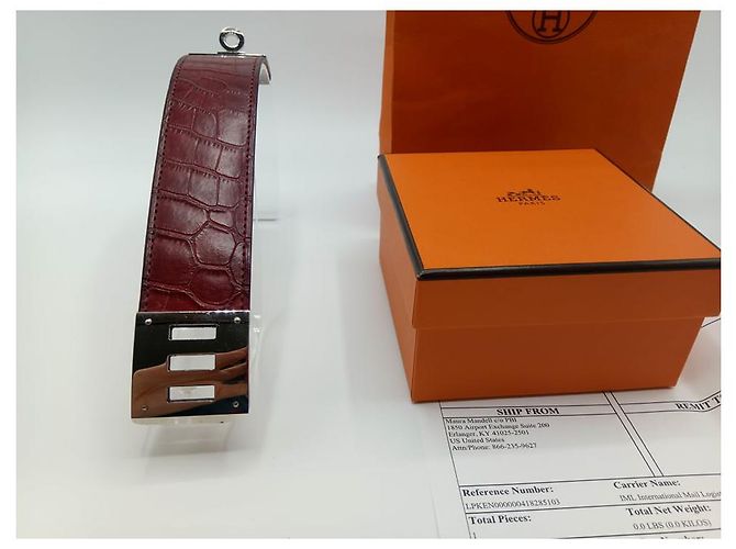 Braccialetto Hermès Braise Kelly Crocodile Dog Bordò - vista 4