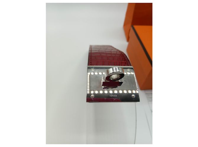 Braccialetto Hermès Braise Kelly Crocodile Dog Bordò - vista 5