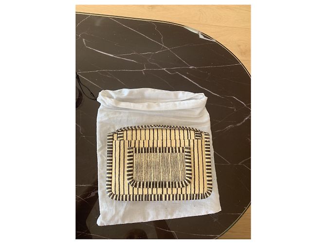 Pierre Hardy Petit sac en python rayé écru et noir - vue 2