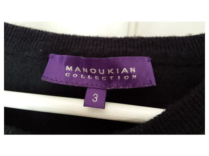 Autre Marque T-shirt Manoukian de lã e seda preta com bolinhas Preto - vista 3