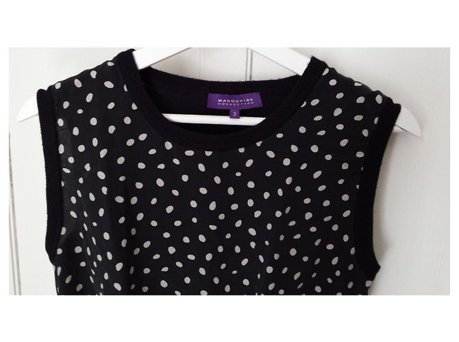 Autre Marque T-shirt Manoukian de lã e seda preta com bolinhas Preto - vista 4