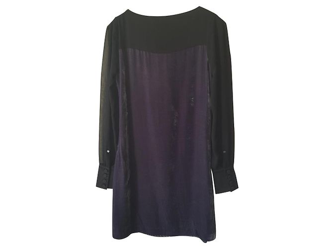 Abito Day Birger & Mikkelsen in seta e rayon viola con maniche nere Nero Porpora - vista 2
