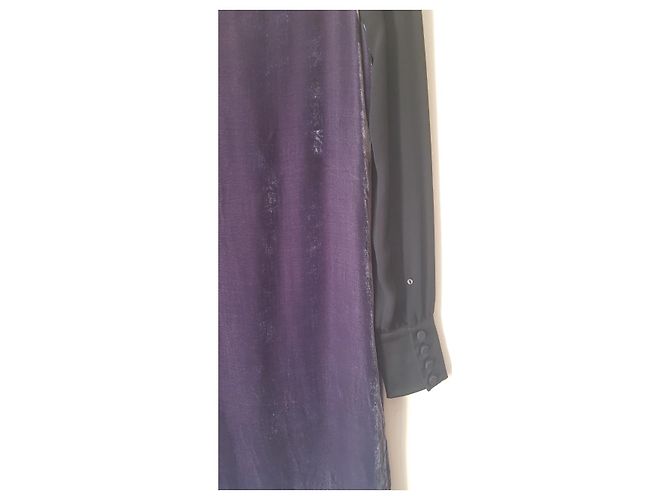 Abito Day Birger & Mikkelsen in seta e rayon viola con maniche nere Nero Porpora - vista 3