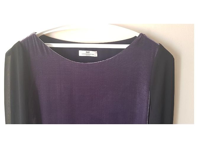 Abito Day Birger & Mikkelsen in seta e rayon viola con maniche nere Nero Porpora - vista 4