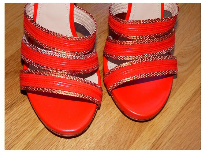 Sandali Elie Saab in pelle rossi Rosso - vista 11