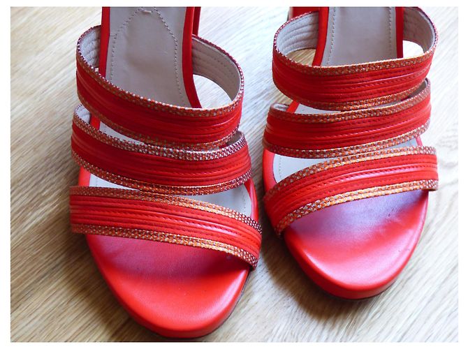 Sandali Elie Saab in pelle rossi Rosso - vista 12
