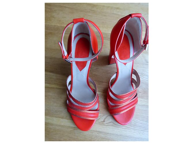 Sandali Elie Saab in pelle rossi Rosso - vista 15