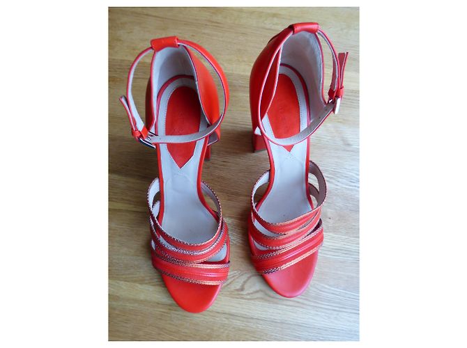 Sandali Elie Saab in pelle rossi Rosso - vista 16