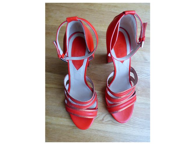 Sandali Elie Saab in pelle rossi Rosso - vista 17