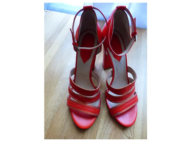 Sandali Elie Saab in pelle rossi Rosso - vista 19