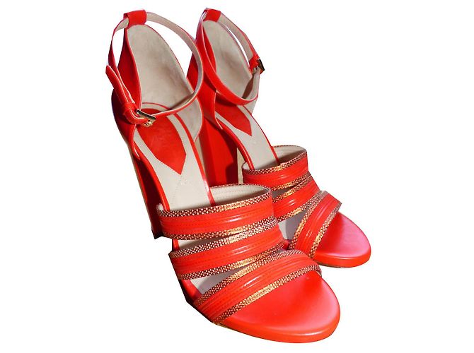 Sandali Elie Saab in pelle rossi Rosso - vista 2