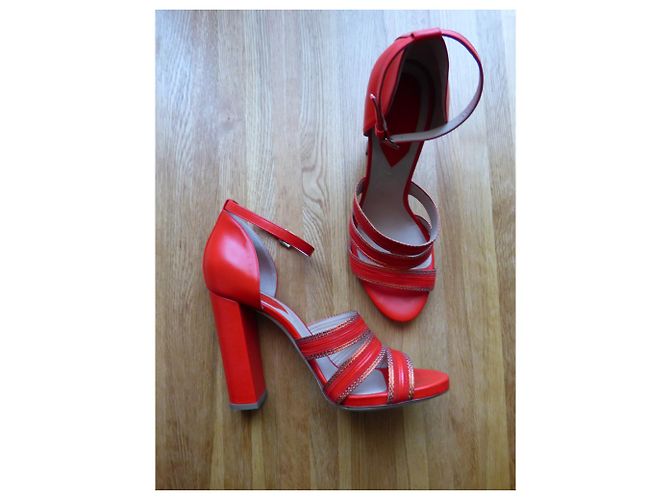 Sandali Elie Saab in pelle rossi Rosso - vista 20