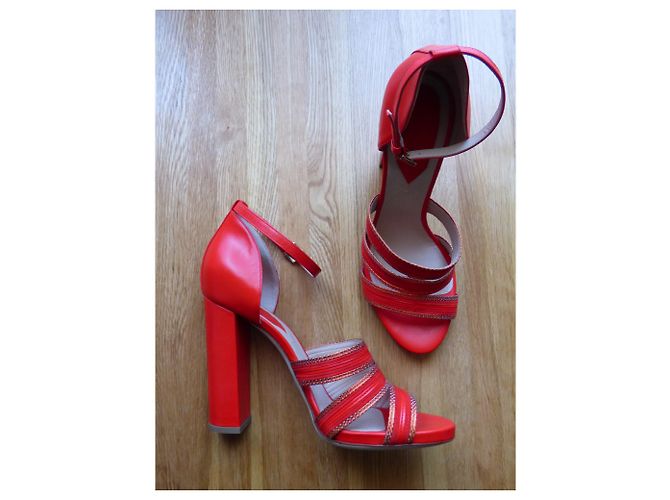 Sandali Elie Saab in pelle rossi Rosso - vista 21
