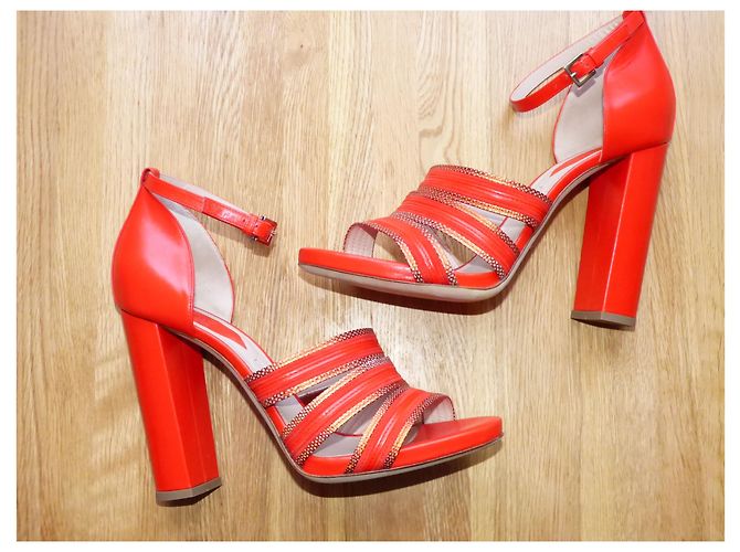 Sandali Elie Saab in pelle rossi Rosso - vista 3