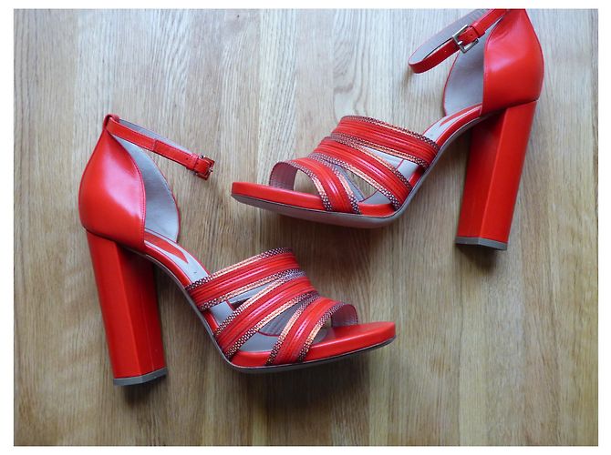 Sandali Elie Saab in pelle rossi Rosso - vista 5