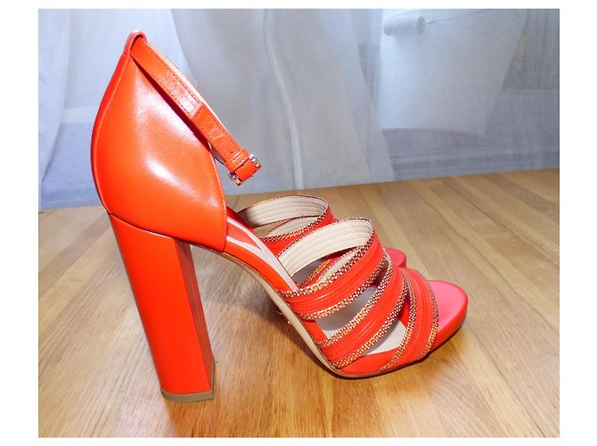 Sandali Elie Saab in pelle rossi Rosso - vista 9