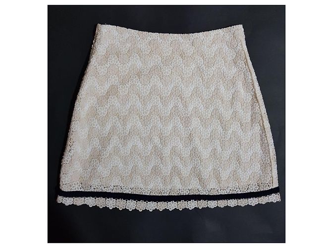 Falda Shirtaporter Blanca y Beige de Algodón Talla 44 Blanco - vista 2