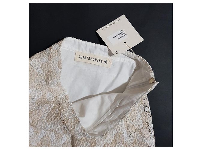Falda Shirtaporter Blanca y Beige de Algodón Talla 44 Blanco - vista 3