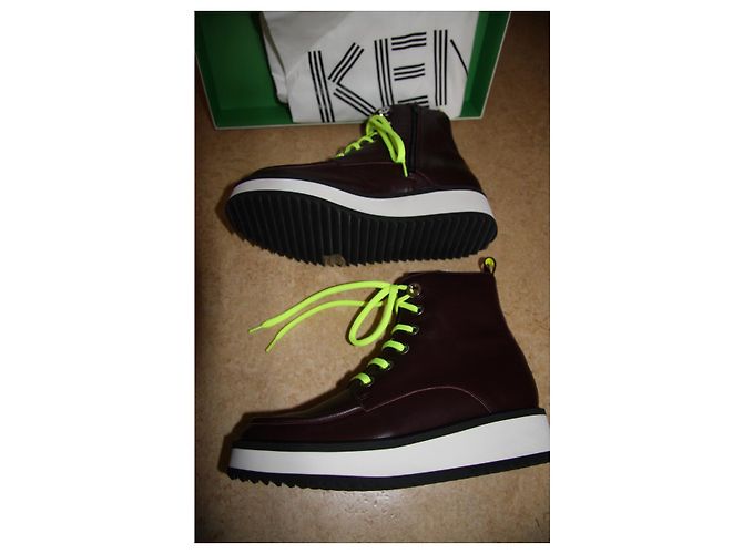 Sneakers Kenzo in pelle rosso scuro 39 Bordò - vista 2