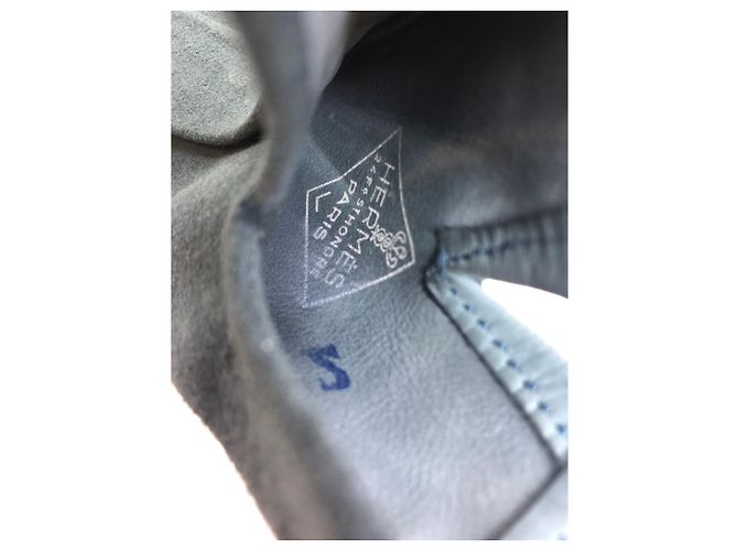 Hermès Handschuhe Marineblau Samtleder - Ansicht 4