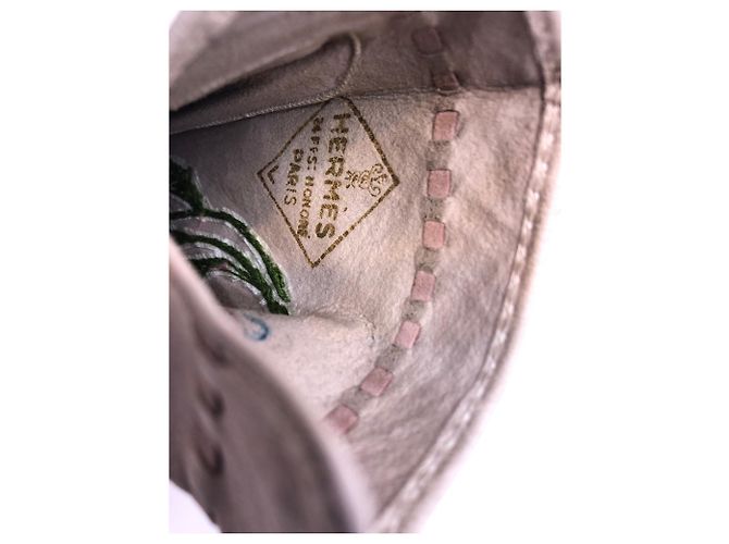 Luvas Hermès de couro creme - vista 3